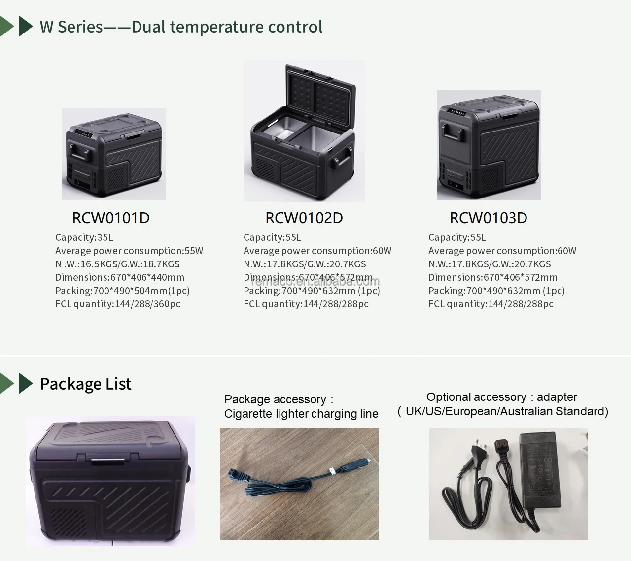 Outdoor Camping Dual Open Zone 60L Portable Car Fridge Freezer Refrigerator