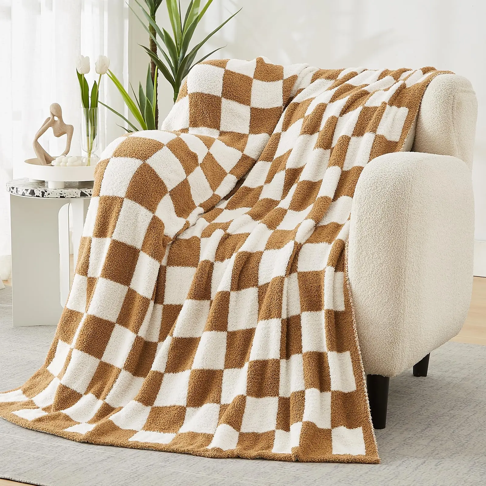 Cozy Microfiber Fluffy Throw Blanket Solid Animal Pattern Knit Yarn Plaid Style for Home Travel Airplane Use for Christmas