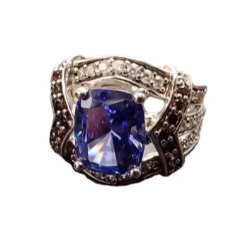 Unisex Silver Zirconium Gemstone Ring Set Customizable Fashionable Engagement Jewelry for Women for Parties