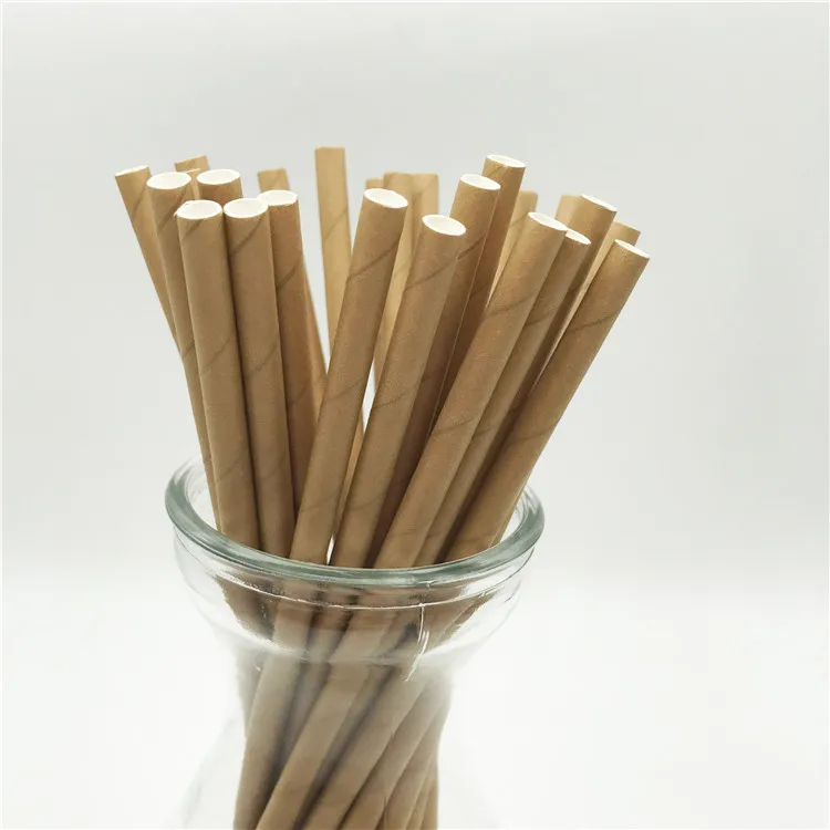 6*197mm Plain Brown Kraft Wholesale Paper Straws