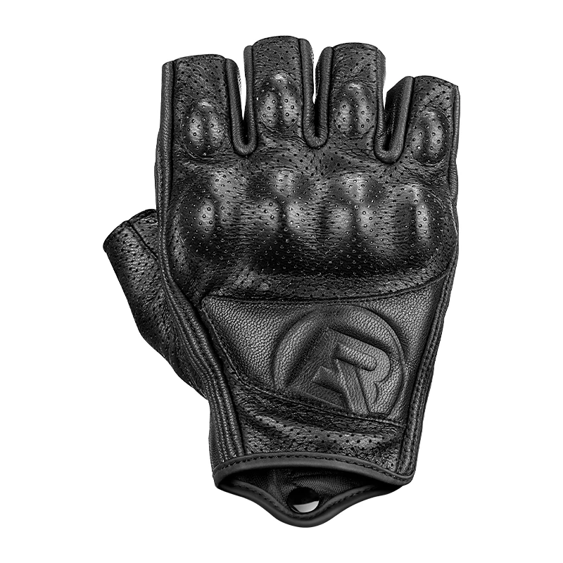 Mens Leather Motorcycle Half Gloves Shockproof Pad Hand Gloves Motor Bike Riding Glove
