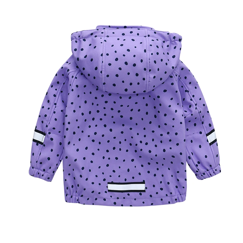 OEM Custom spring and autumn baby Kids girls Sweet Fleece Lined hooded softshell waterproof rain jacket Windproof coat kids wear