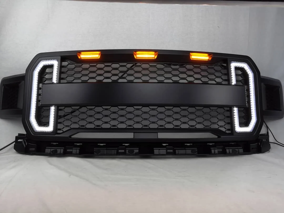  09-14 Offroad 4X4 Front Bumper Upper Mesh Grille for F150 Grill LED Light Black