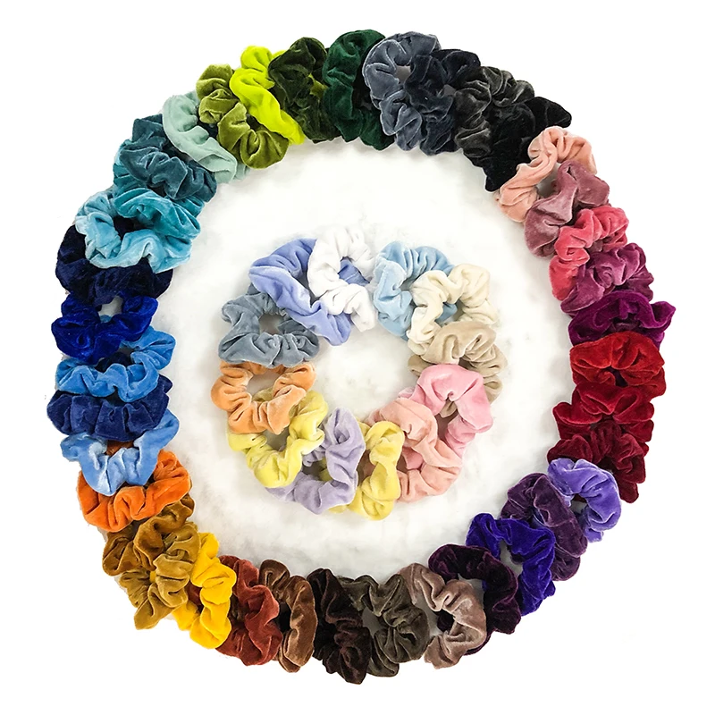 Solid color plain designer velvet Elastic Hair Scrunchies accessories for girls and woman