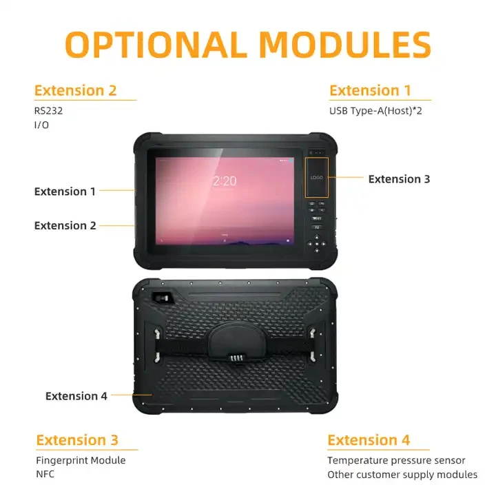 OEM S101 Wireless Android 13 450 nit Handheld Computer with Wristband Front Camera 10.1 Inch Waterproof Tablet Rugged