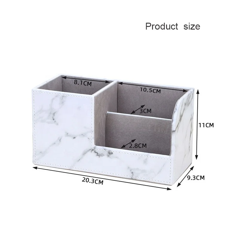 
New White Marble Texture Leatherette Pen Holder For Office Storage 