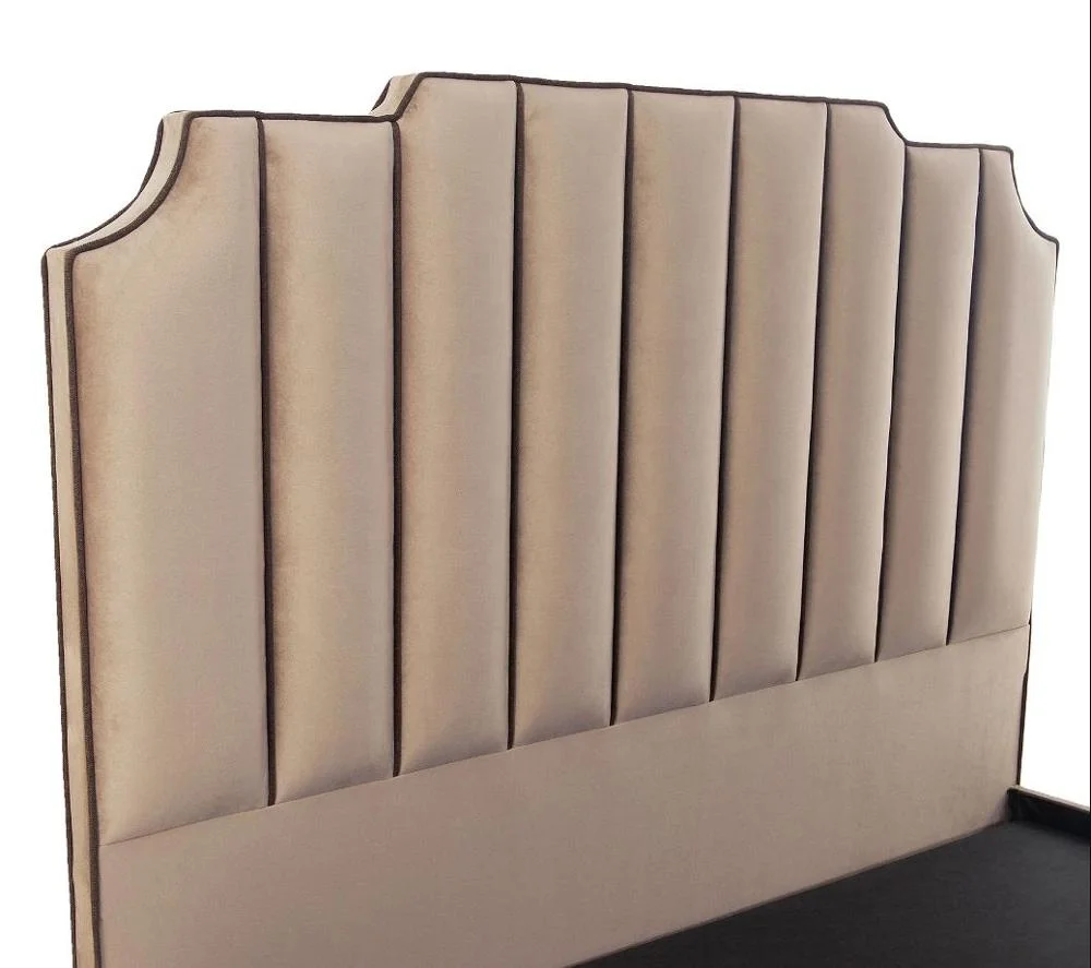 latest design velvet fabric bed hotel bedroom furniture set upholstered genuine leather bed frame