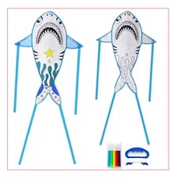 Wholesale by manufacturer Shark shaped children and adult toys kite Wholesale DIY kites with paintbrushes