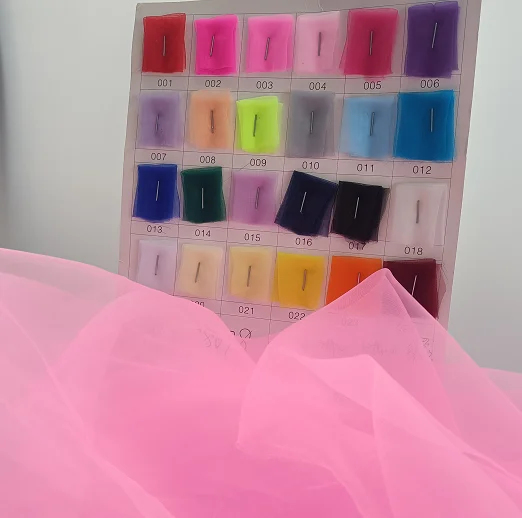 24 colors wholesale colorful Woven nylon organza fabric for dress