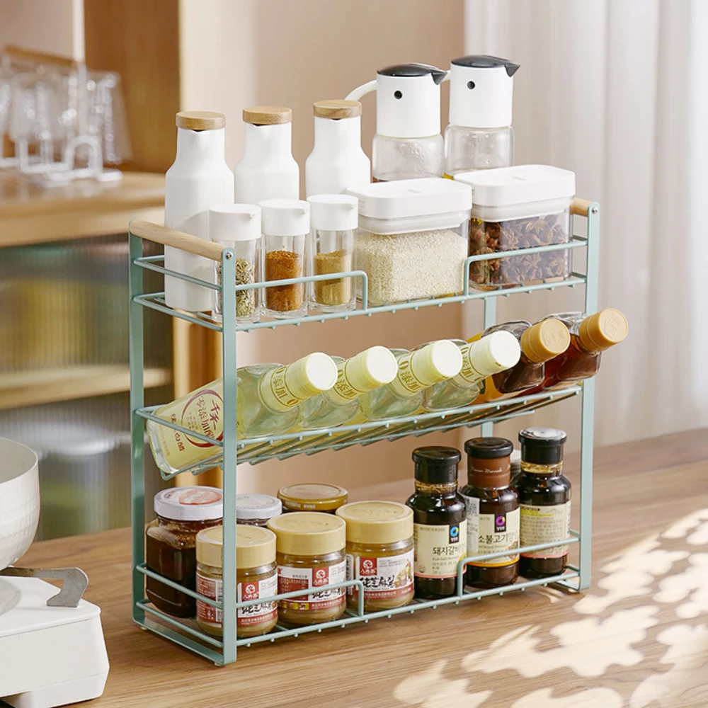 Japanese-style kitchen rack multi-functional household countertop multi-layer seasoning storage rack condiment shelf