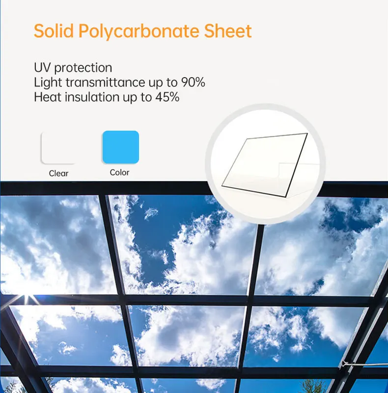 Roofing swimming pool green house Panels PC Solid Sun Sheet polycarbonate Solid Polycarbonate