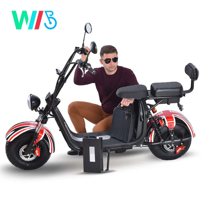 Factory Direct  60V 1000W 1500W 2000W 12Ah Lithium Battery Adult 2 Fat Tyres Adult Electric Motorcycle Electric Scooter Citycoco