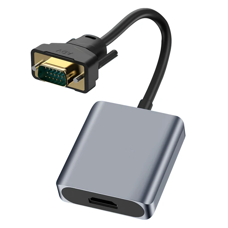 Source manufacturers can customize gray aluminum alloy 3.5mm audio output micro usb power VGA to HDMI adapter video converter