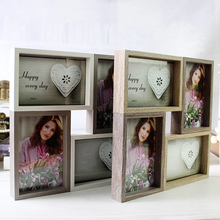 Wholesale Creative Combination 6 inch  Retro American Style Desktop Hanging Wall Splicing Photo Frame
