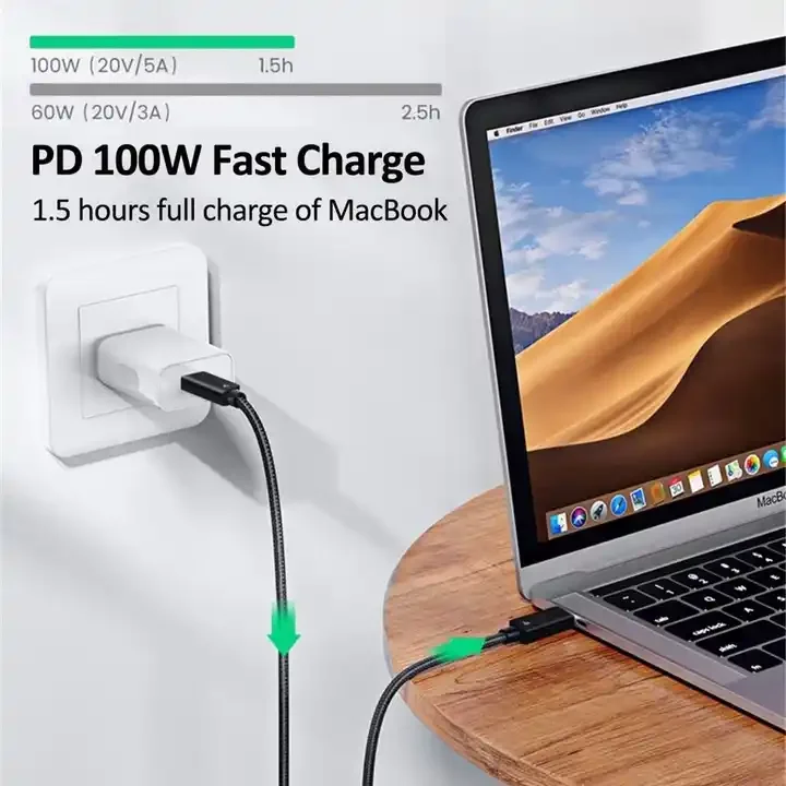 Thunderbolt Cable QGeeM Thunderbolt 3/4 20/40Gbps with Intel Certified Cable 5A 8K@60Hz USB 4 Compatible with More Type C Device