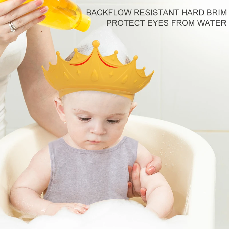 Wellfine Waterproof Baby Shower Cap Adjustable Baby Wash Hair  Children Bath Hat Protection Shower Cap for Kids