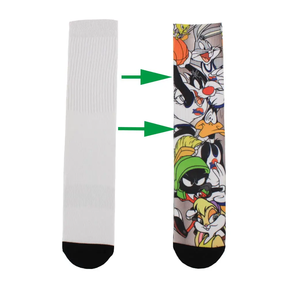 100 white polyester printed sublimation blank socks