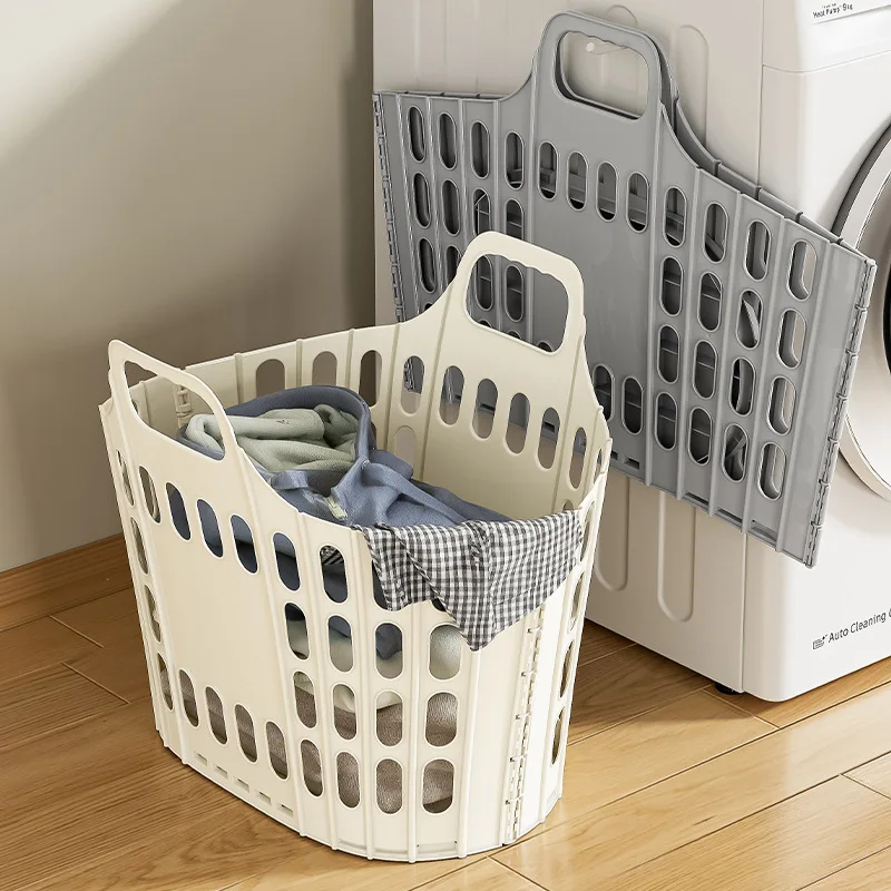 Sesame Wholesale Plastic Laundry Baskets Wall Mounted Foldable Clothes Storage Basket Quick Drying Hollow Basket With Handle
