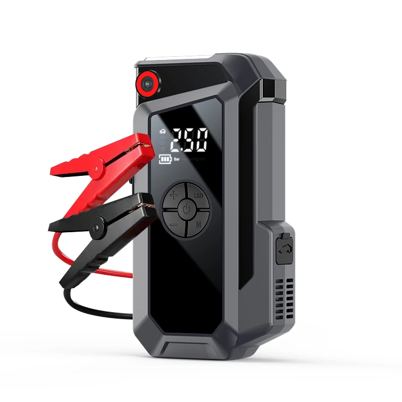 lithium battery booster jump starter emergency car kit with inflator 12v Car Jump Starter With Air Compressor