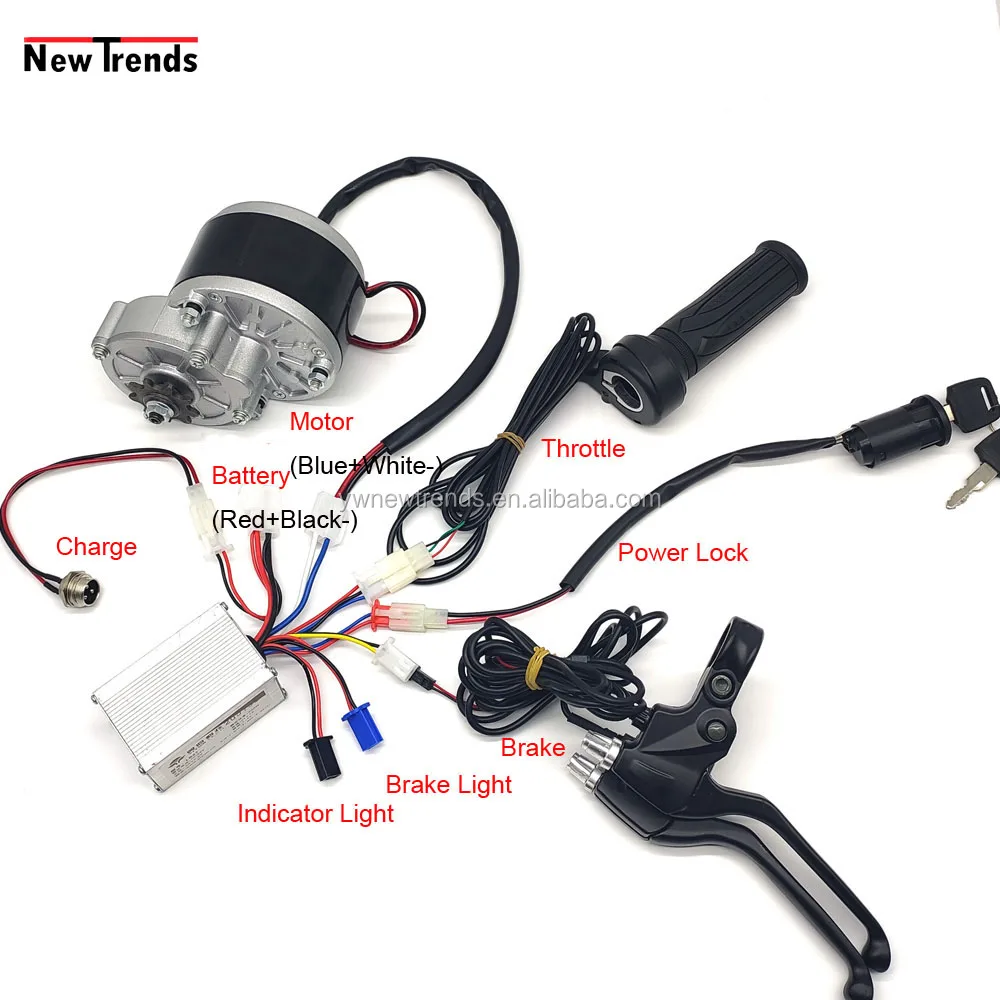 MY1016Z2 24V 250W Brushed Drive Motor and Controller Set Bike Conversion Kit For Electric Scooter Bicycle EBike Mini Tricycle