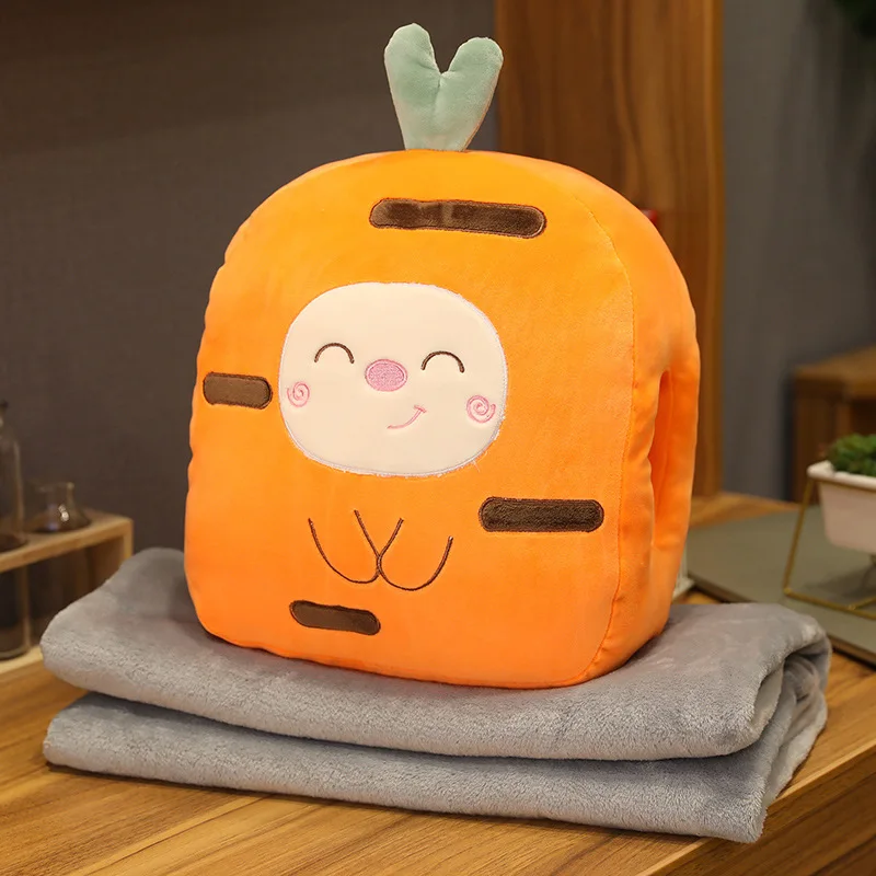 Animal Fruit Cuddle Pillow Quilt  Office Nap Thicken Bear Plush Pillow Blanket For Kids 3 in 1