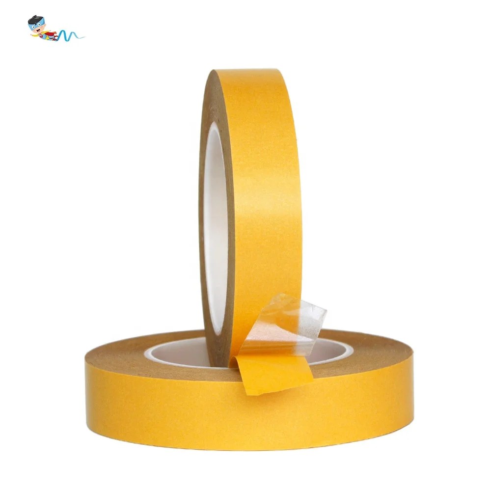 2- Recyclable Heat Resistant Thin Clear Transparent Polyester PET Film Base Yellow Release Liner Double Sided Self Adhesive Tape