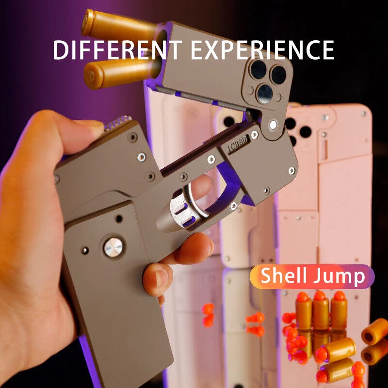 Custom IC380 11 Pro Max Phone Gun Toy Wholesale Price Soft Bullets Foldable Cell Pistol Mini Ejection Pocket Toy Gun Factory