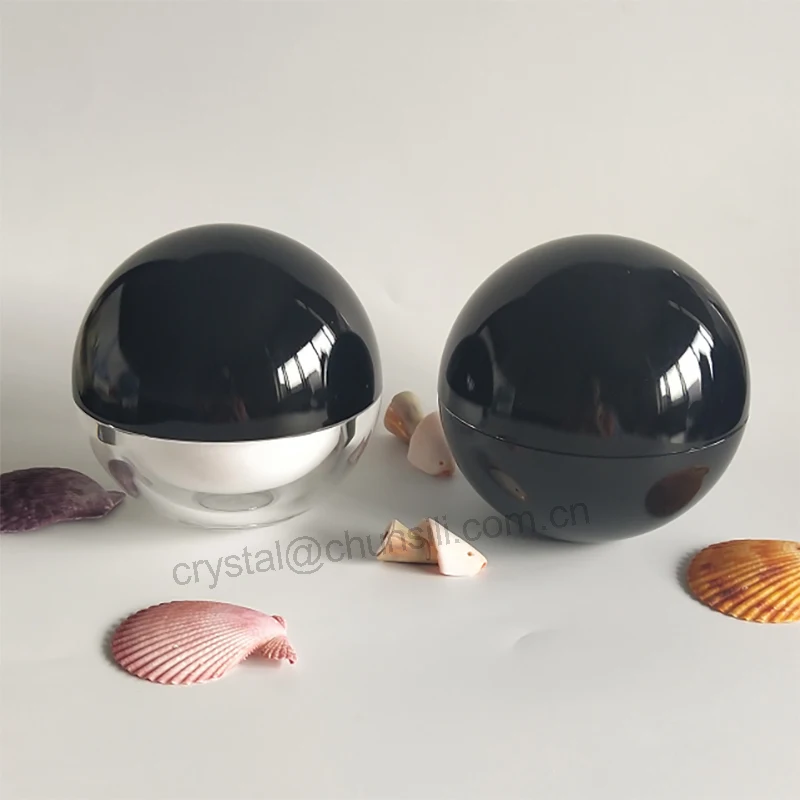 White Black Plastic Sphere Shape Large Size Cosmetic Cream Jar 100ml