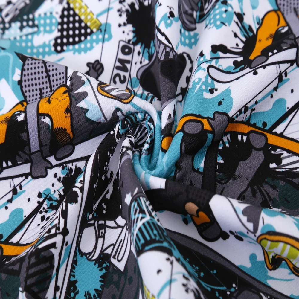 Без Moq 95% хлопок 5% спандекс пользовательский аниме дизайн цифровой печати Мягкий французский махровая