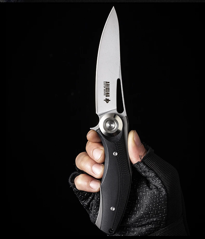 Hot selling D2 steel tactical survival bag knife G10 handle folding knife