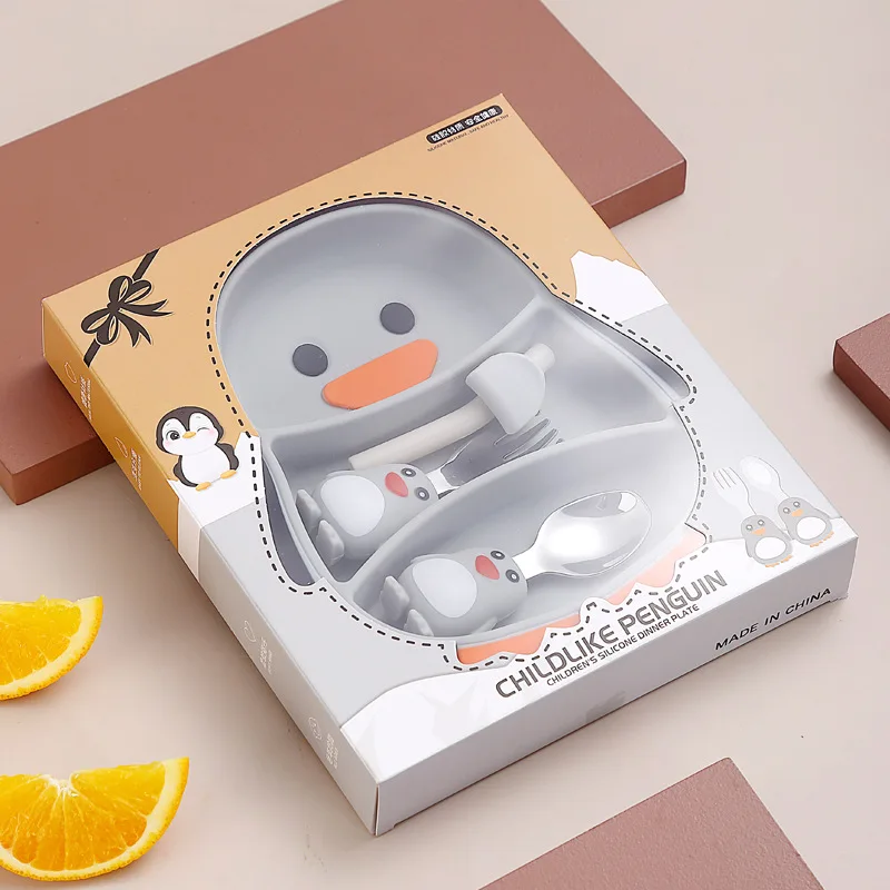 New BPA-Free Food-Grade Silicone Baby Feeding Set Kids Dining with Elegant Gift Box Packaging Newborn Gifts