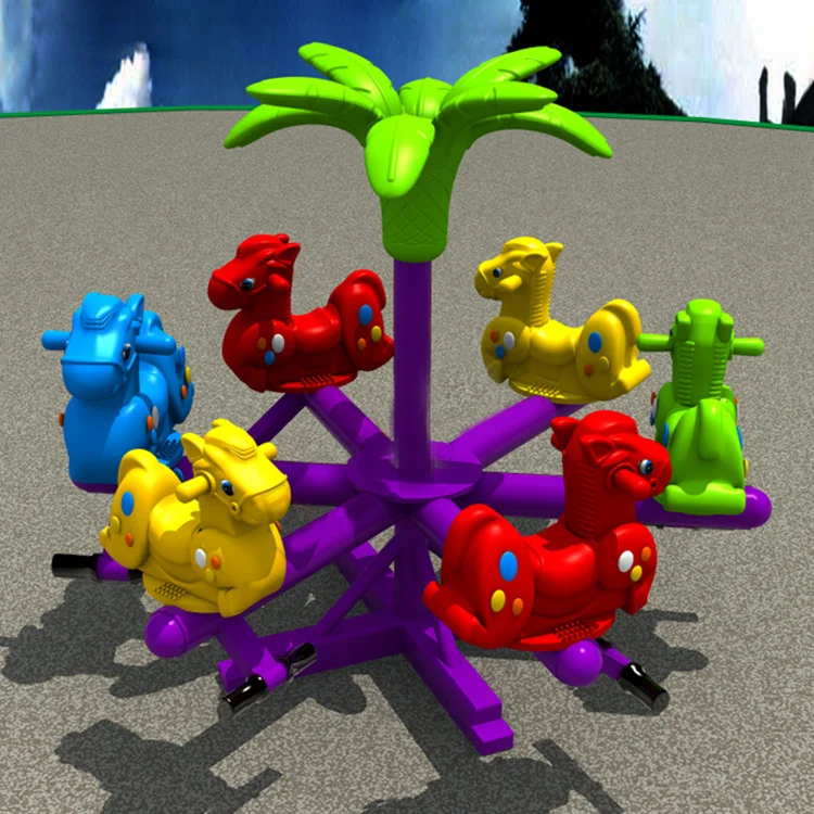 Outdoor Playground Children Plastic Metal Animal Merry Go Round For Sale