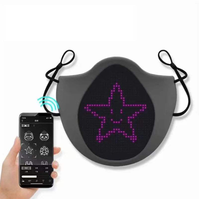App Control  LED Diplay Mask to Show Text Graphic Animation Manufacturer Reusable Lighted App Control USB Rechargeable Mask
