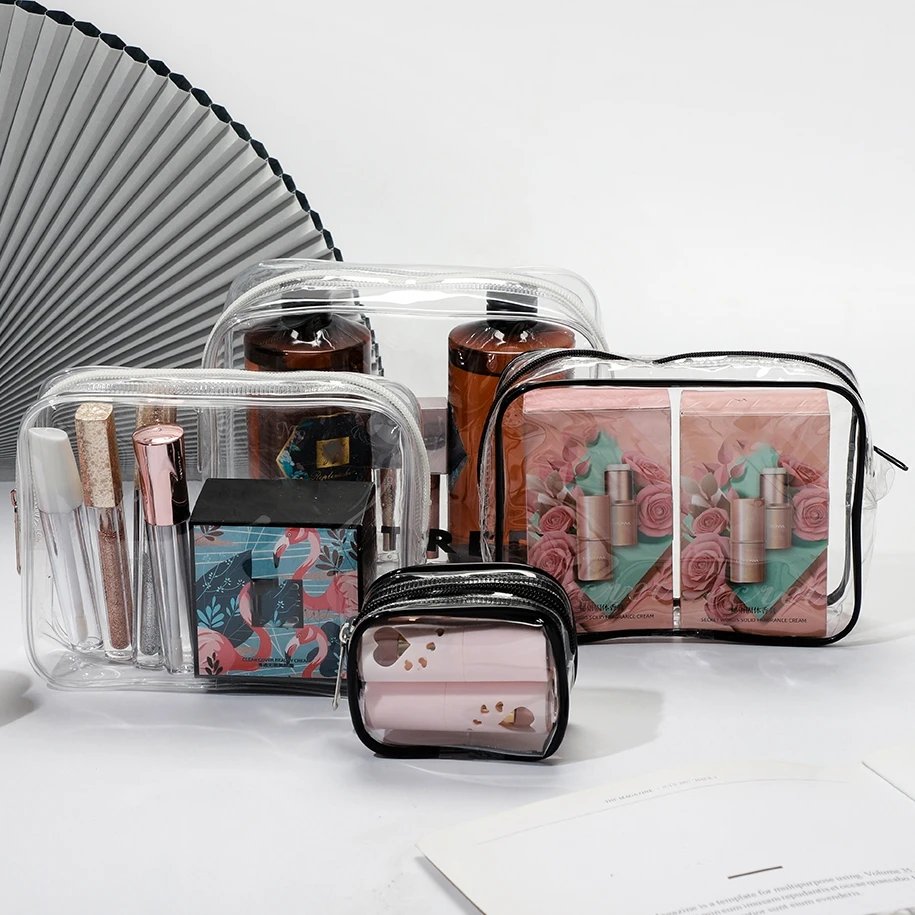 Wholesale Custom Logo Cosmetic Mini PVC Zipper Bag Durable Reusable Clear PVC Cosmetic Bag