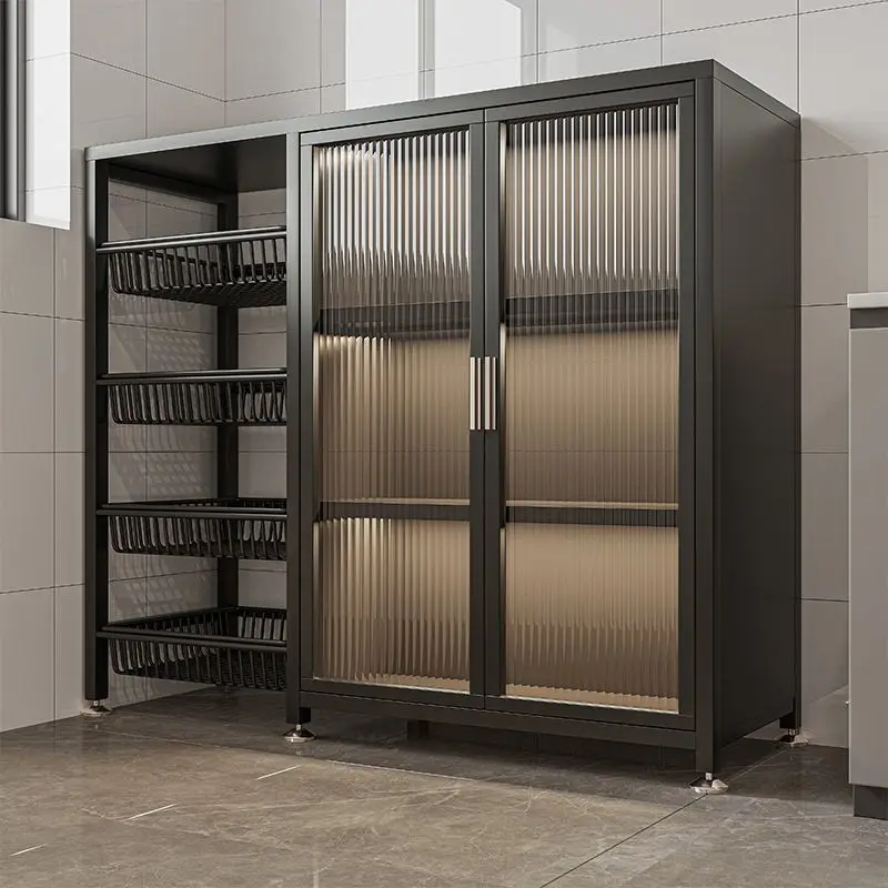 Small stainless steel kitchen storage shelf drain tableware rack desktop cabinet with door tableware storage holders& racks