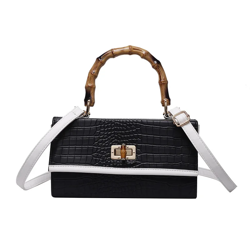 Custom women purse bamboo ziplock bag ladies purse small handbag bamboo handle bag