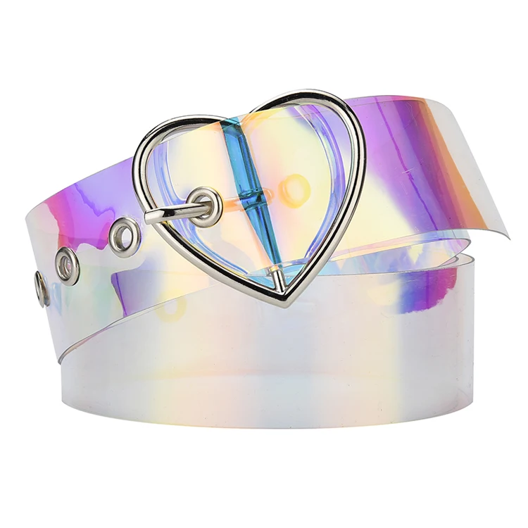 Manufacturer made lover heart zinc alloy buckle belt high quality durable white pvc belt