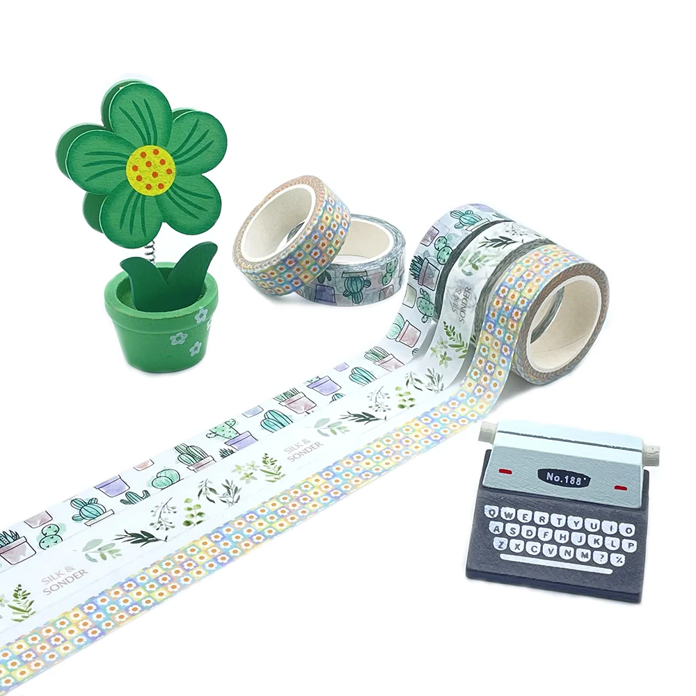 Basic Japanese Washi Tape Kawaii Cute Custom Printing Hologram Clear PET Glitter Washi Tape Stickers Wholesale
