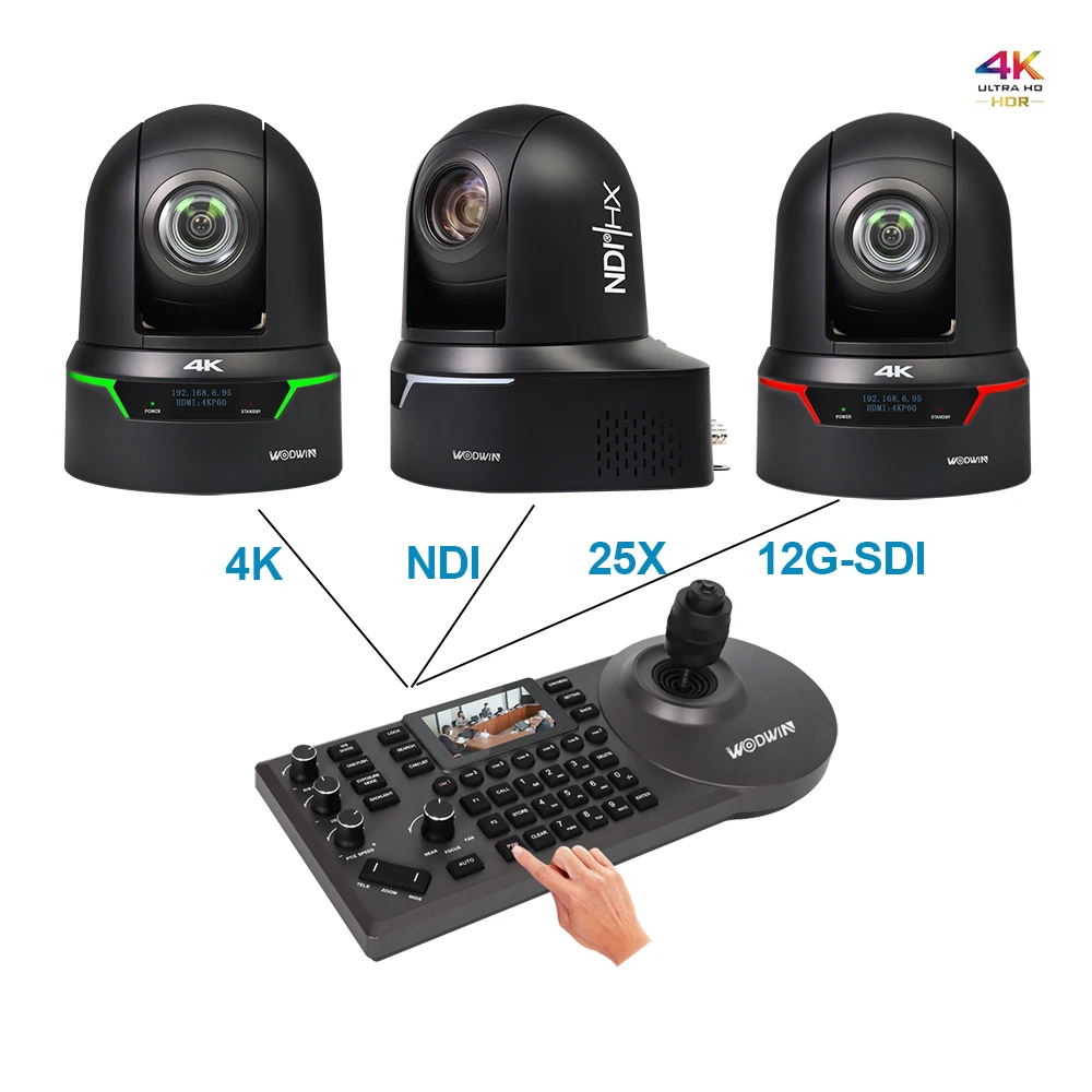 2024 Newest NDI UHD 4K 60FPS 12G SDI 25X Zoom PTZ Live Streaming Camera 4K Broadcast Camera