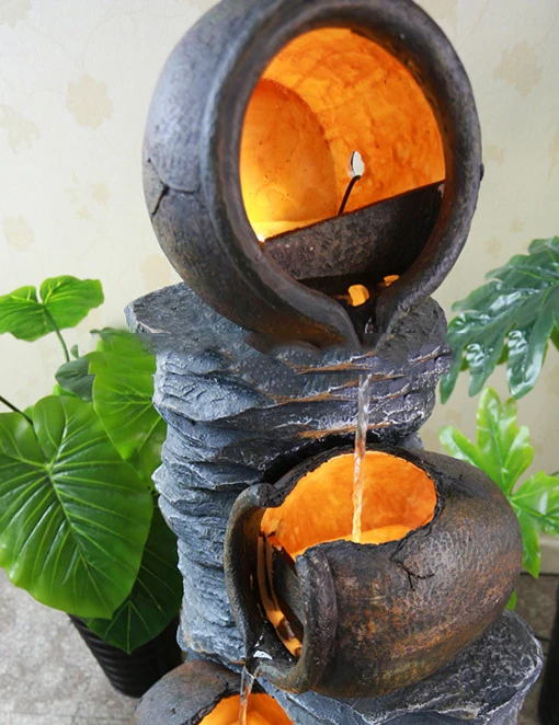 Hot sale garden decor indoor LED light antique Stone Water Fountain