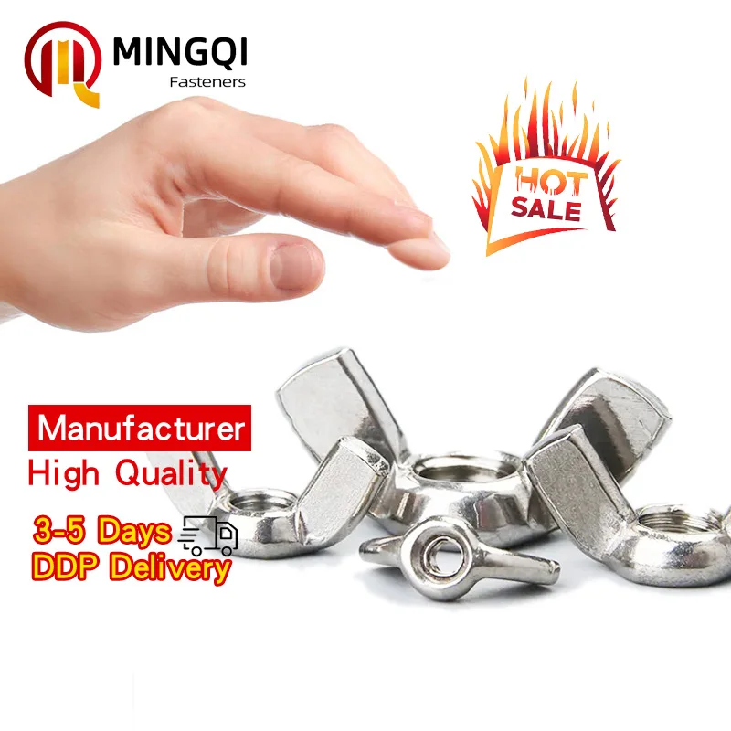 din315 butterfly wing nut  m6 m8 m10 m12 hand-tightened stainless steel nuts