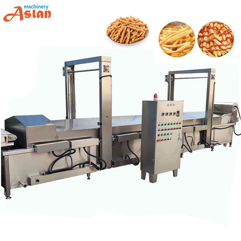 Commercial French Fries Machine Potato Chips Fryer Deep Frying Production Line Onion Peanut Groundnut Frying Machine