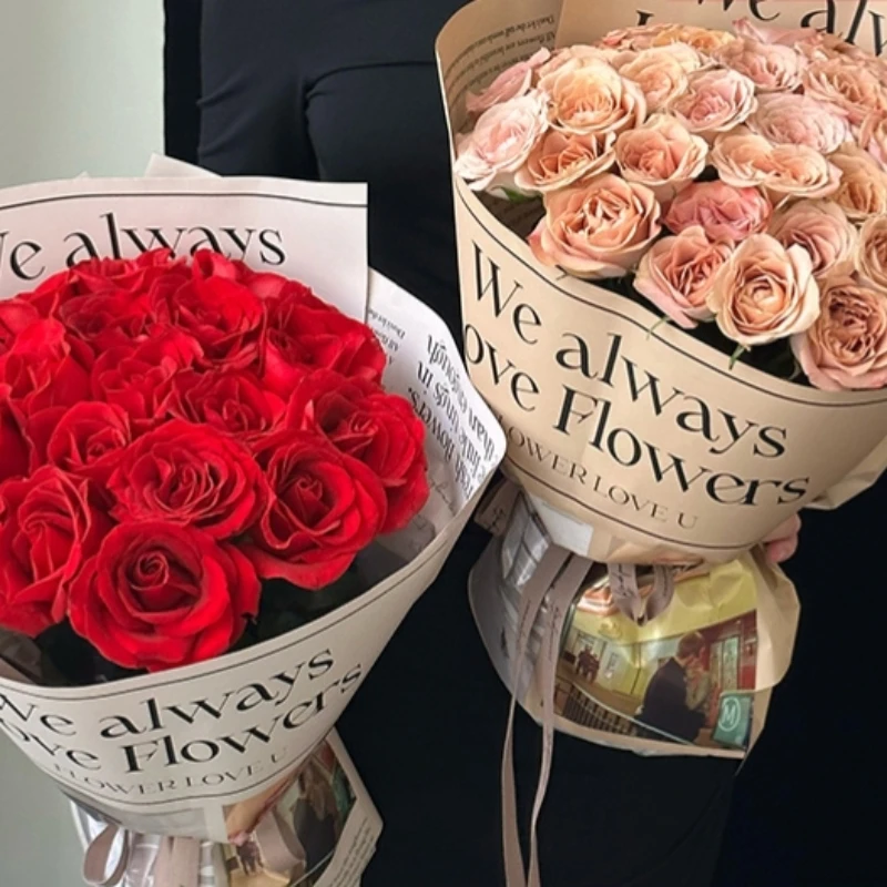 LUCIA Bouquet Wrapping Paper Thickened Waterproof Flower Wrapping Paper English Newspaper Wrapping Flower Paper LF160682