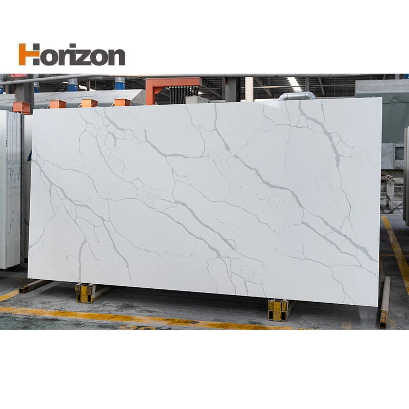 Home Renovation Material Quartz Stone Surface Artificial Nonporous Polished Calacatta Quartz Slab for Island Countertop