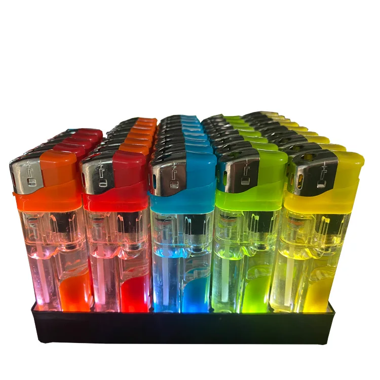 Lighter case factory wholesale transparent plastic lighter disposable /refillable lighter with custom logo