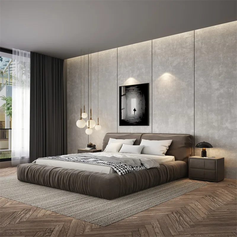 Luxury Classic Bedroom Furnitures Leather Dubl French King Bed