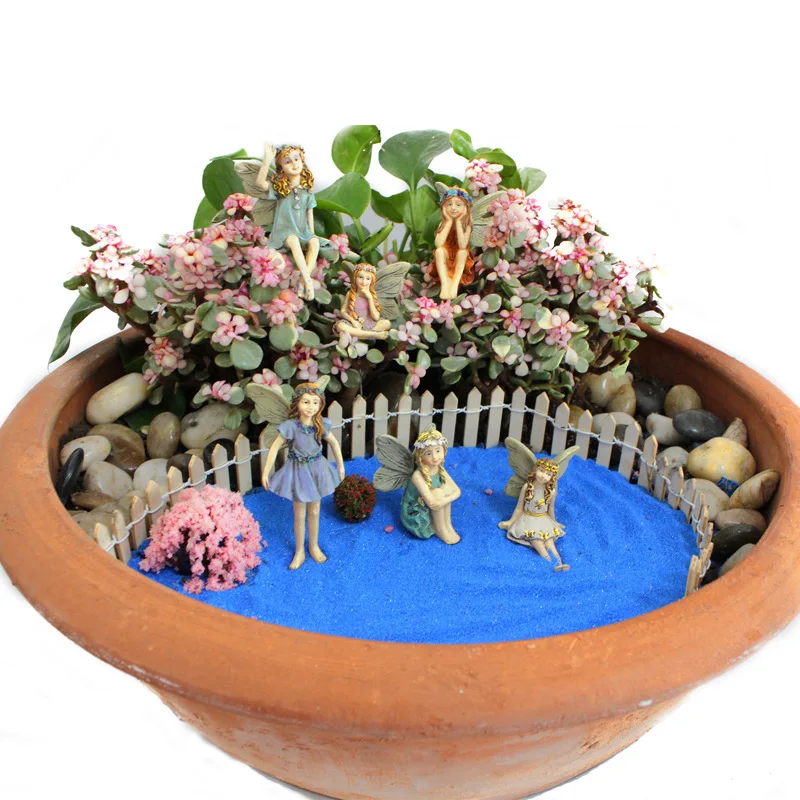 
Set of 6 Miniature Garden Fairies Figurines Resin Mini Fairy Statue Figure Fairy Garden Ornaments 