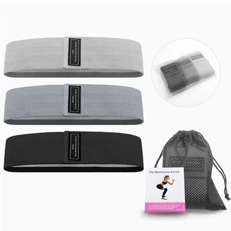 2020 New Design Custom Logo  Exercise Stretch Hip Circle,Printed Fabric Booty Band Gym Fitness Glute Resistance Band 3set