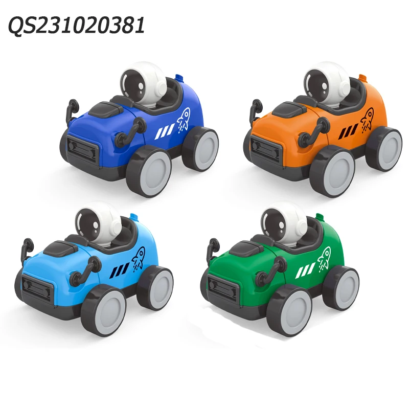 QS Wholesale Kids Mini Cartoon Cute Pull Back Car 3 Style Plastic Small Size Space Racing Vehicle Toys For Children Funny Gift