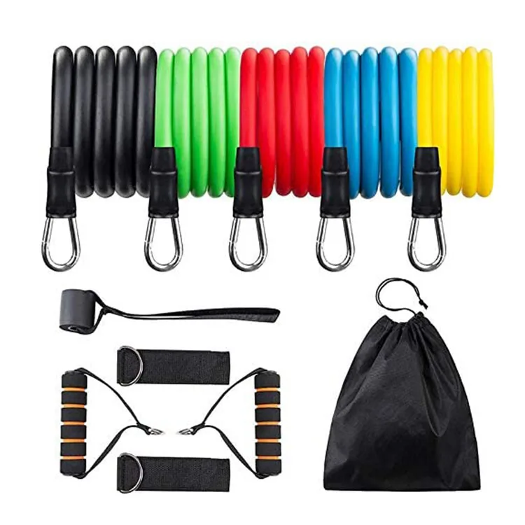 Cheap Nature Latex 11pcs Fitness Tube Resistance Expander Training  Bands